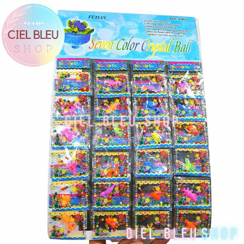 [ 1 PAPAN / 24 PCS ] MAINAN RENDAMAN BOLA  ANIMAL + BIO GEL ( BUKAN POLOS ) CRYSTAL BALL MAINAN ANAK