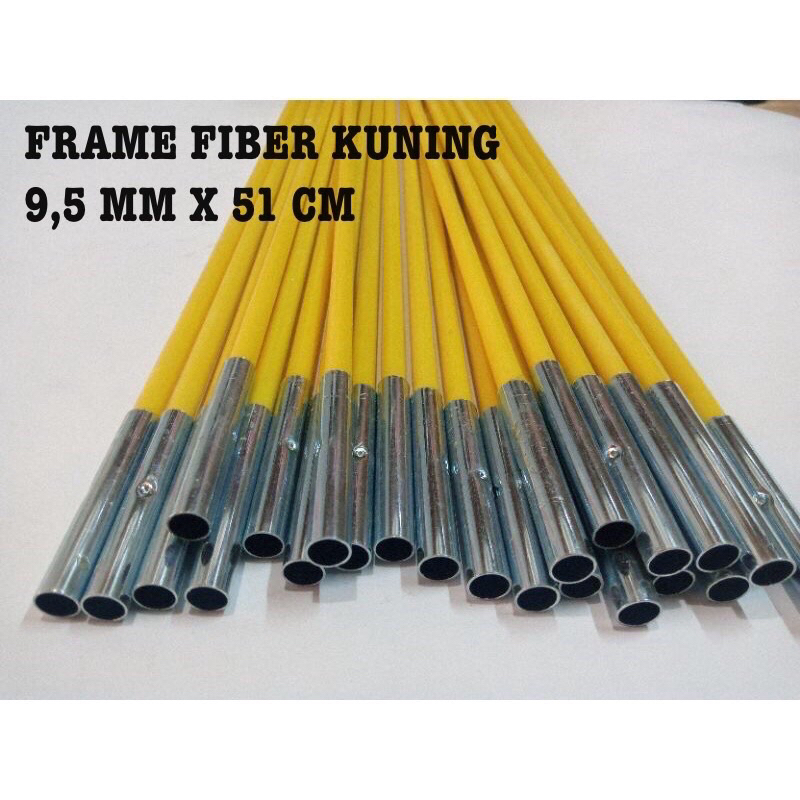 Frame fiber 9.5 mm x 51 cm kuning bingkai tenda rangka tenda tiang tenda fiber