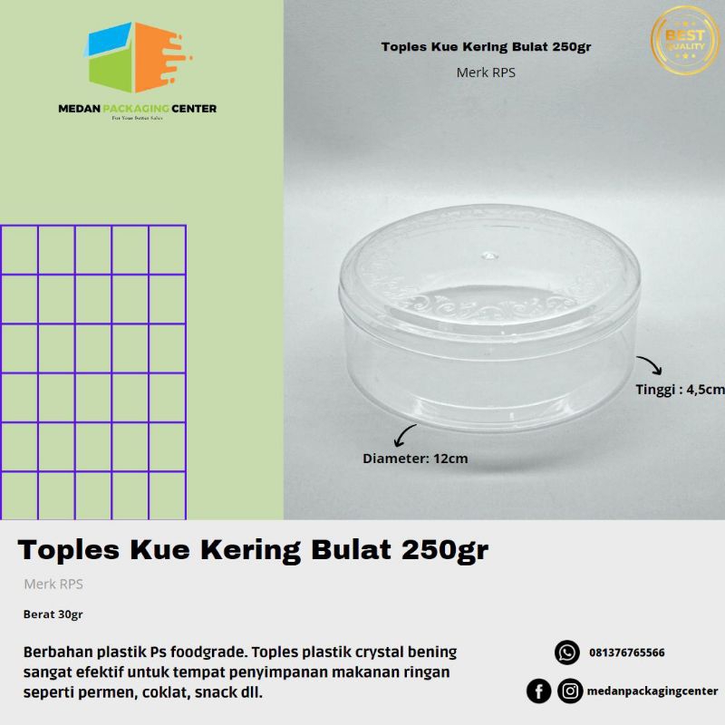 (Perdus) Toples Mika Plastik 250gr merk RPS / Toples kue kering / Toples Plastik