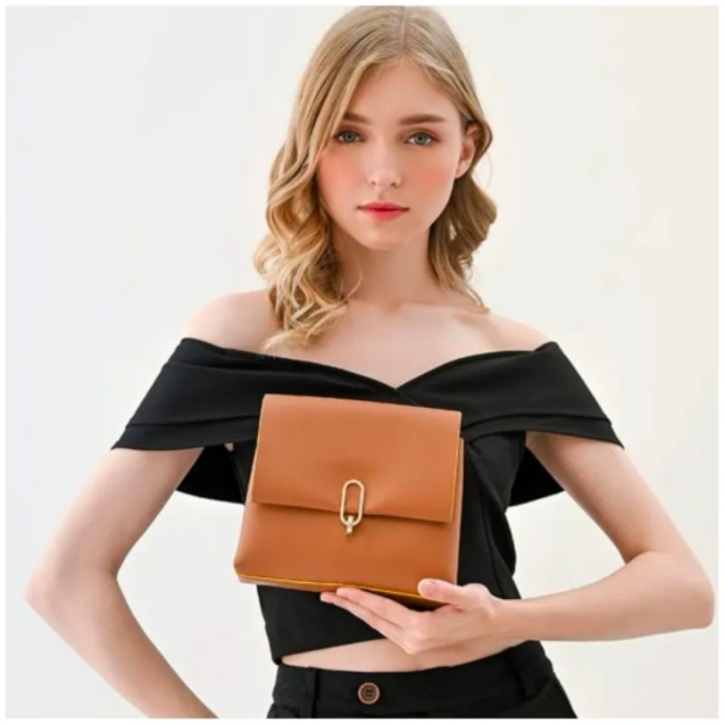 Tas Selempang Les Catino New York Queen's Flap Tan Yellow/11