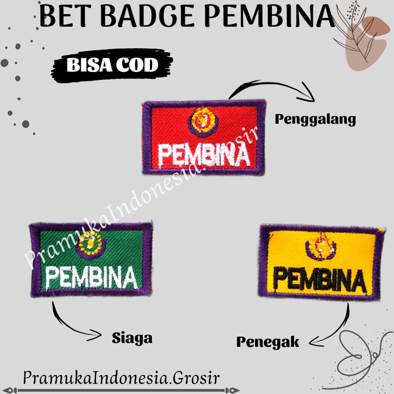 BET BADGE TANDA KUALIFIKASI PEMBINA PRAMUKA BORDIR / BET PEMBINA PRAMUKA / PERLENGKAPAN ALAT PRAMUKA