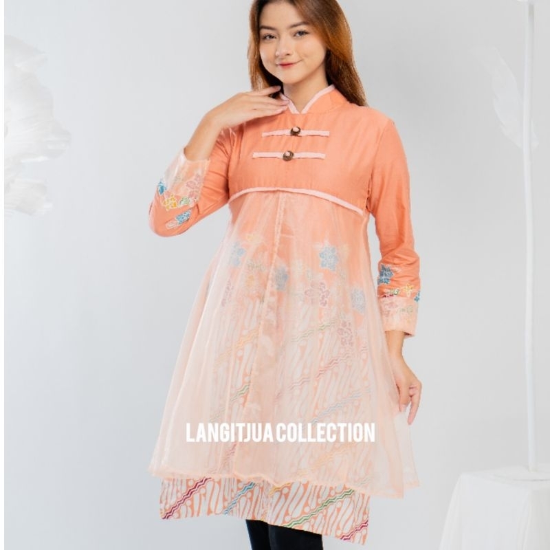 ANISA TUNIK PIAS KOIN BATIK ORGANZA BAJU LEBARAN 2023| DRESS BAJU KONDANGAN MEWAH