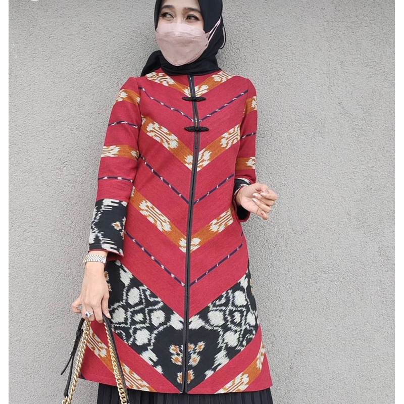 TENUN_GAYA Tunik tenun wanita pancawati fashion wanita baju tenun jepara terusan wanita tunik jumbo 