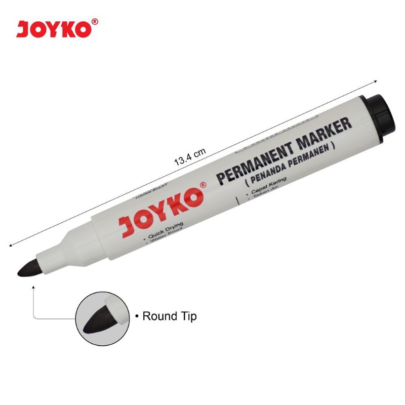 Spidol PERMANEN Marker Joyko PM-17 HITAM - Spidol Permanent Round Tip Murah Berkualitas