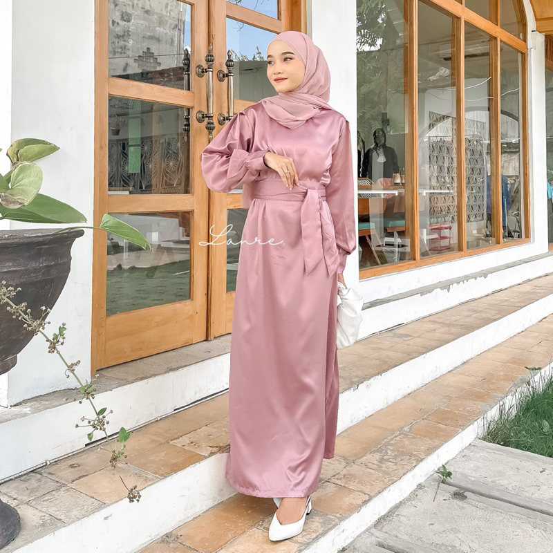 Alisa dress satin by LANRE - satin dress kondangan - dress lebaran