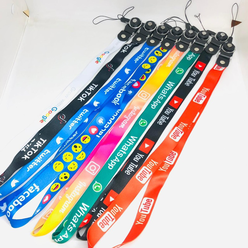 Grosir Tali Gantungan HP panjang 45cm MEDSOS / Tali Lanyard MEDIA SOSIAL Leher panjang case handphone UNTUK SEMUA HP / ID CARD / KUNCI SOSMED BY SMOLL