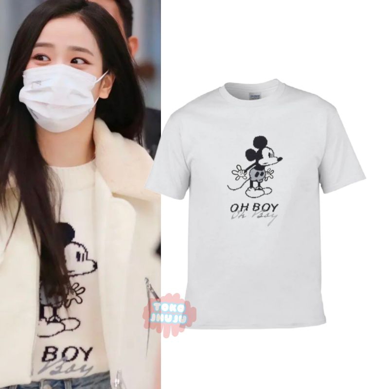 Kaos Jisoo BP Miskey Mouse Oh Boy