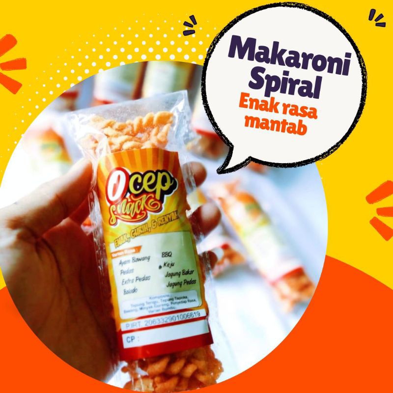 makaroni gandum spiral packet jualan isi 100 bungkus 9 varian rasa / makaroni ocep snack