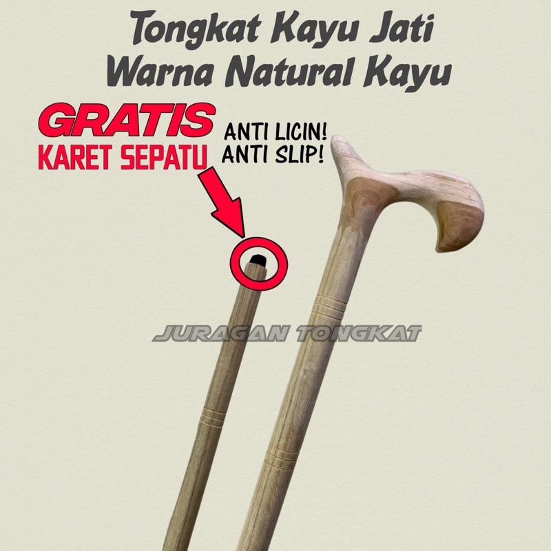 Aurabaik Tongkat Kayu Jati / Tongkat Jalan / Tongkat Kayu / Tongkat Orang Tua / Tongkat Kayu Jati