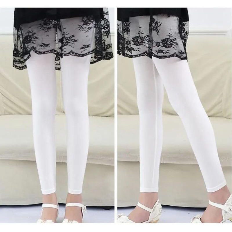 Legging Anak Warna Putih Bahan Kaos Rayon Usia 2-13 Tahun