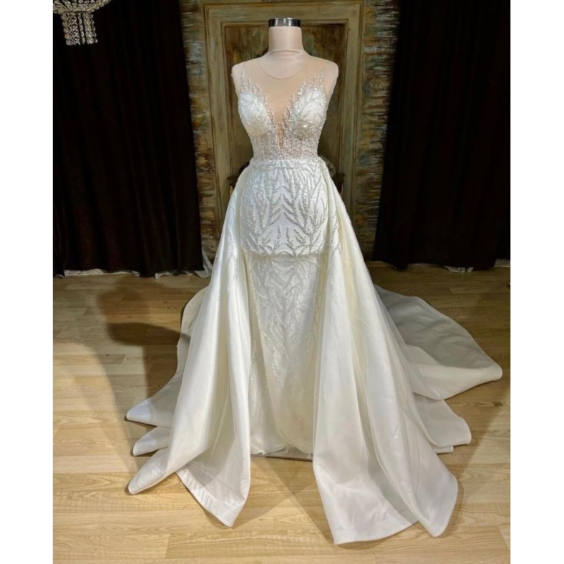 Gaun pengantin mewah/gaun pernikahan/wedding dress/akad/gaun pengantin duyung/gaun pengantin putih