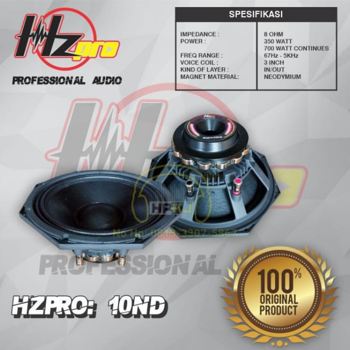 SPEAKER HZ PRO 10" 10ND (NEODYMIUM) ORIGINAL speaker hzpro 10 inch 10 ND