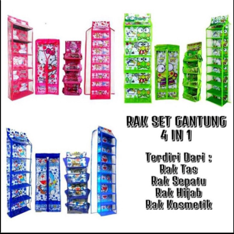 Rak Plastik Set Gantung Tas Jilbab Sepatu Gambar