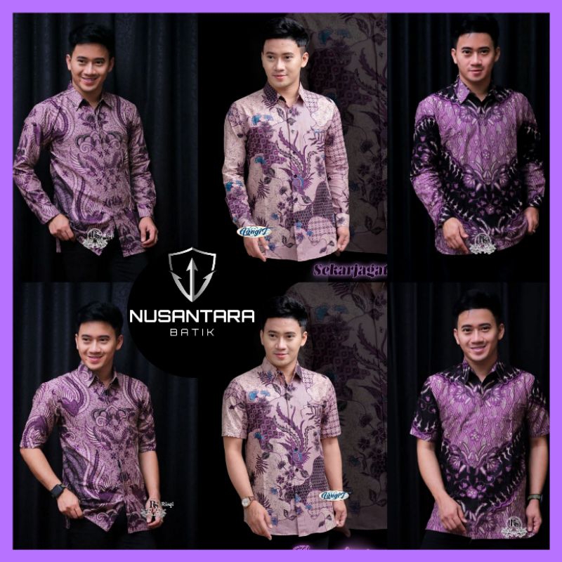 KEMEJA BATIK SPESIAL WARNA UNGU /LILAC/PURPLE Kemeja Batik Pria Modern Lengan Panjang Casual Modis Trendy Masa Kini OL 162