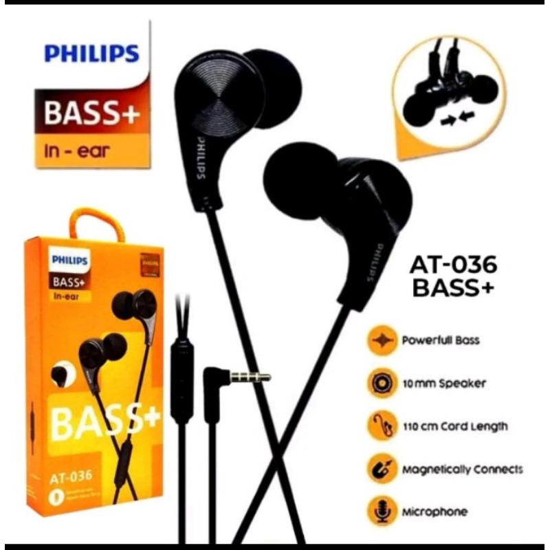 HEADSET PHILIPS AT-036 BASS + HF PHILIPS AT 036 ADA MIC