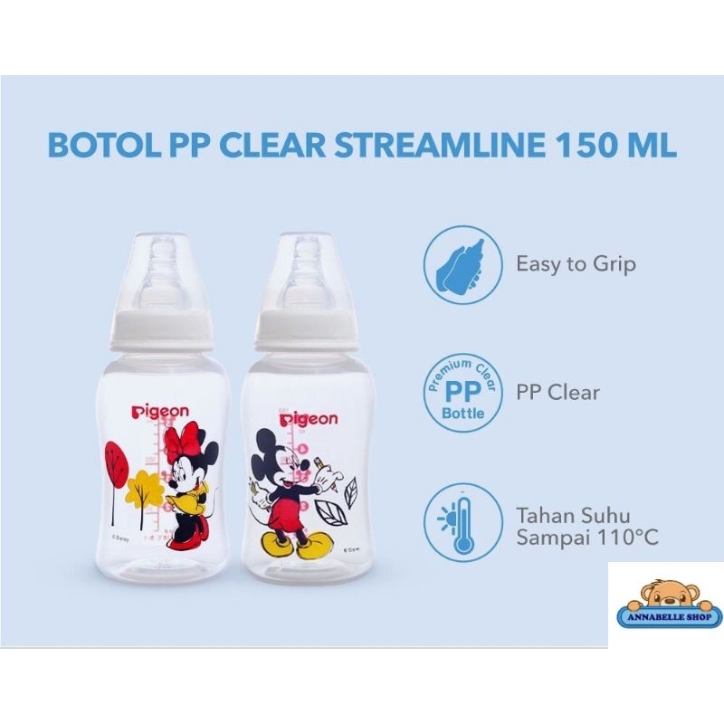 Pigeon Botol PP Clear Streamline Disney Mickey Minnie 150ml