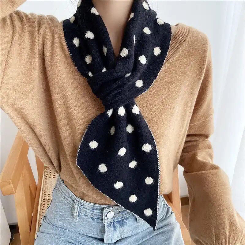 MISSCHA - scarf syal shawl leher wanita rajut halus polkadot