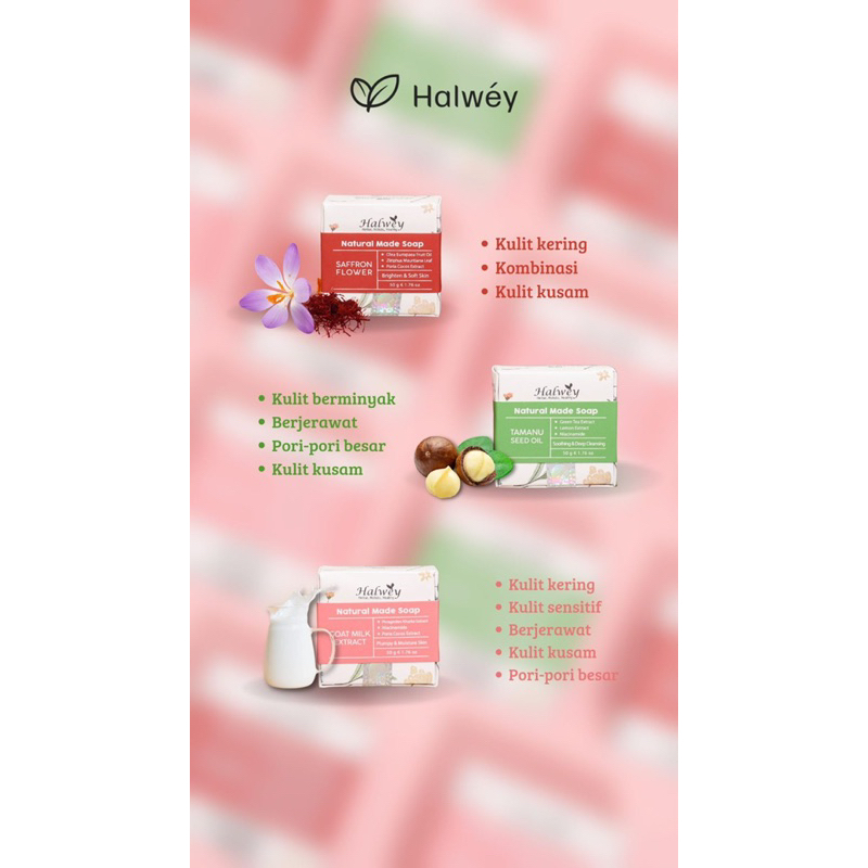 Halwey Natural Made Soap  | Sabun Organik safron tamanu | Sabun Batangan Halwey Skincare indonesia 50gr official shop