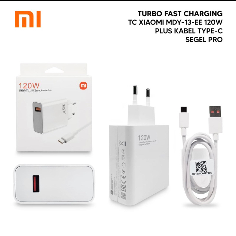 CHARGER TURBO FAST CHARGING &amp; VOO TC XIAOMI MDY-13-EE 120W + KBL TYPE C ORIGINAL