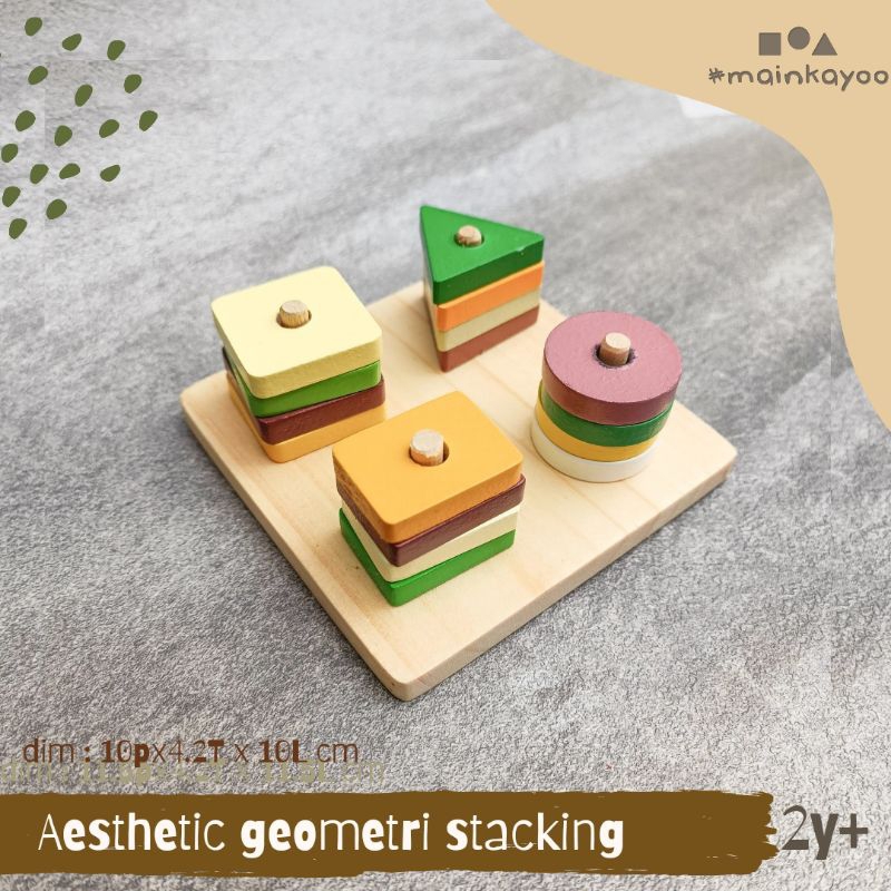 AESTHETIC GEOMETRY STACKING - MAIN BALOK SUSUN BENTUK - Geometri Stacking - mainan kayu edukasi anak