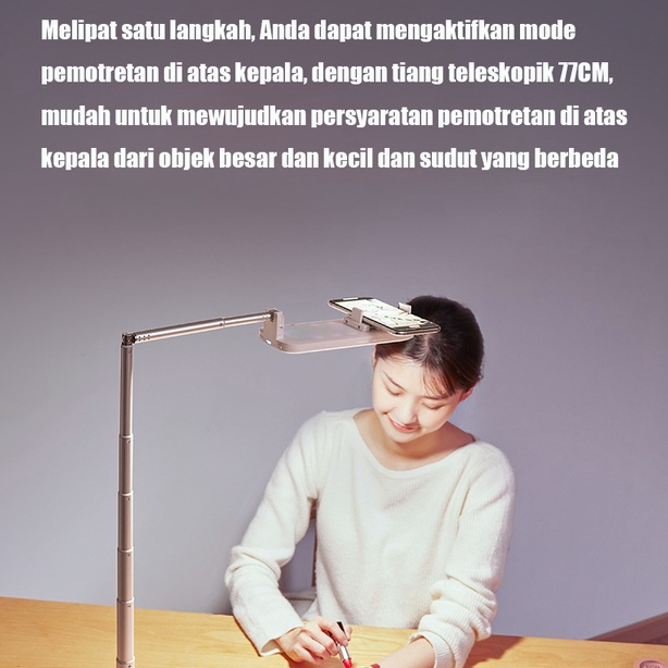 V6 All-in-One Storage Fill Light Bracket-Dudukan ponsel teleskopik multifungsi untuk penyimpanan mudah, peredupan 7 tingkat, penyesuaian ketinggian 8 tingkat, dengan lampu Selfie, digunakan untuk merekam video dan Selfie langsung