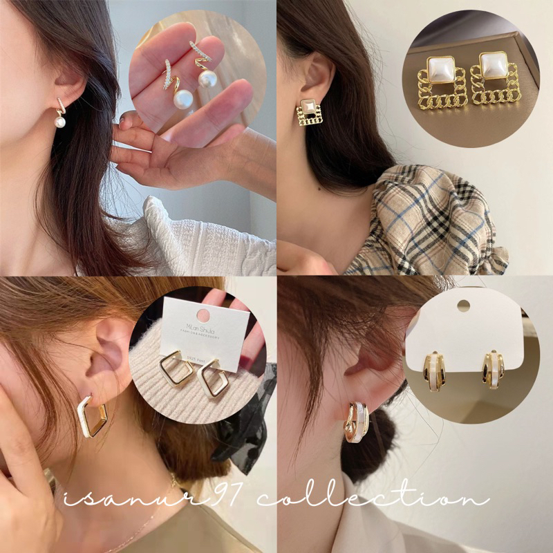 ISANUR97 | Anting Tusuk KOREA Wanita Model Berlian Blink Blink Anti Karat Impor Murah