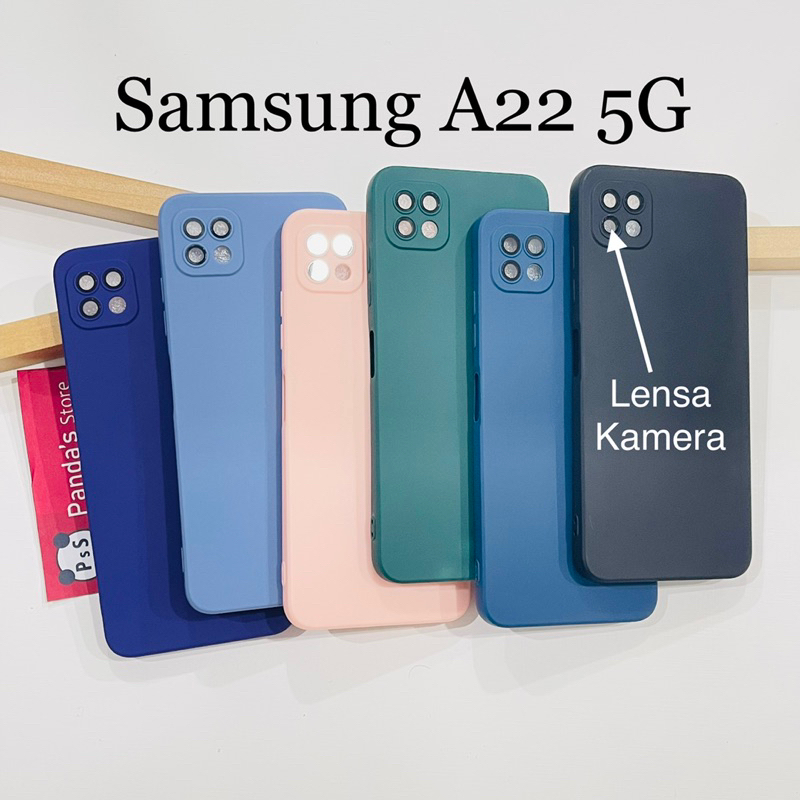 Case Samsung A22 5G Lenspro Makaron Full Color Softcase Pro Lensa