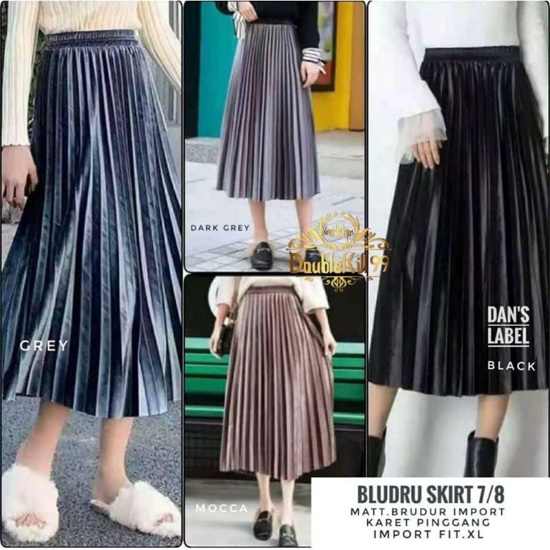 Rok 7/8 Plisket Bludru Velvet Premium