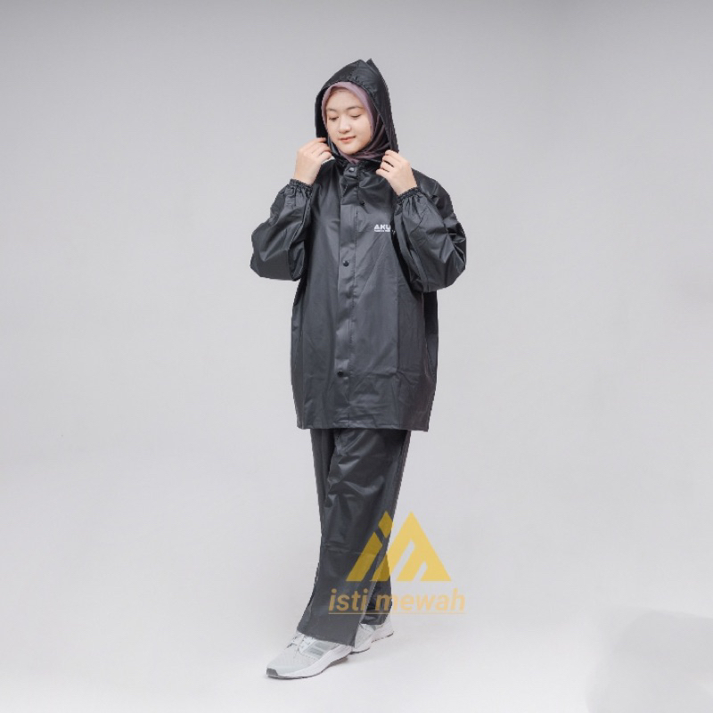 Mantel Hujan Akula Jas Hujan Pria Wanita Setelan Bahan PVC 0.25