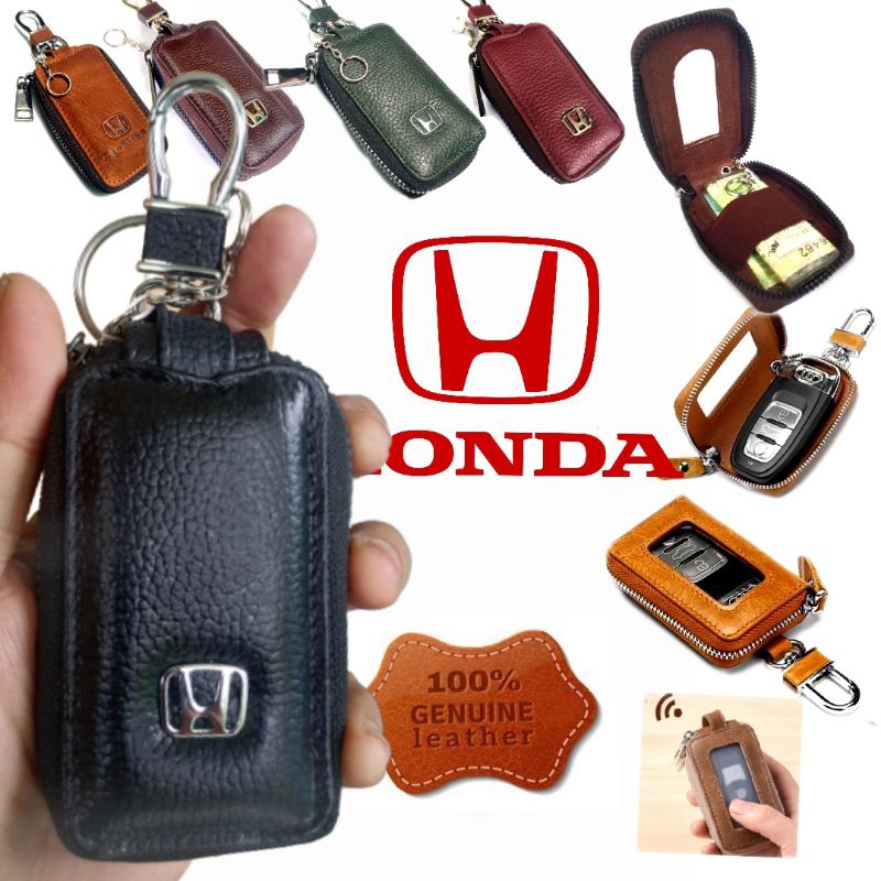 Dompet kunci remote keyless mobil Honda kulit asli dompet STNK mobil kulit