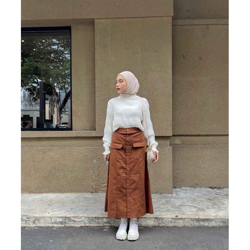 PORONAKA - KAYA Button Linen Skirt