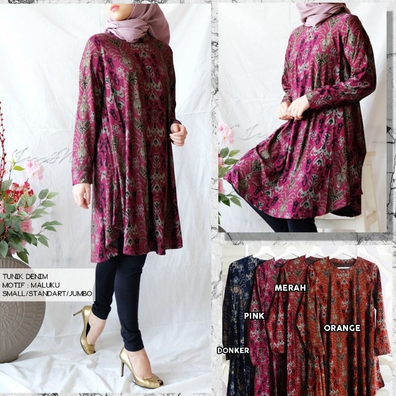Tunik Los Songket Rangrang,  Songket Maluku dan Songket Papua Fashion Wanita Merek Jess&Nad bahan De