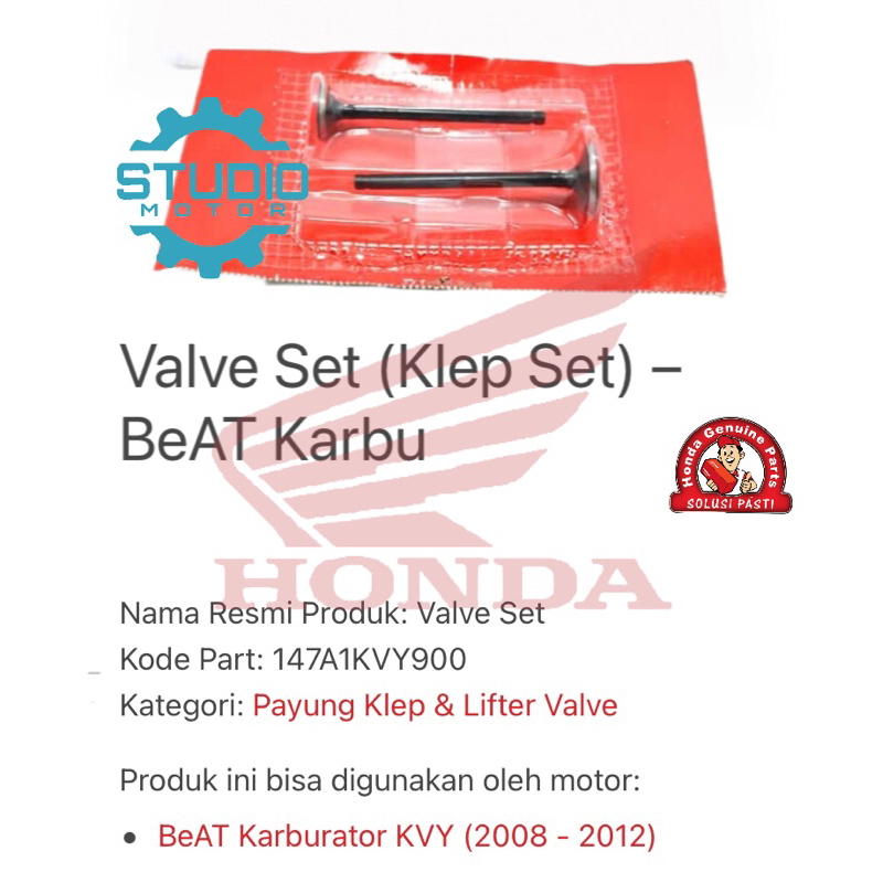 147A1KVY900 Payung Klep Set Api Minyak Beat Karbu Scoopy Esp Vario 110 Fi Spacy  Beat Fi Stater Halus Kasar PNP Klep set Valve Set Original Ahm 14711KVY900 14711K81N00