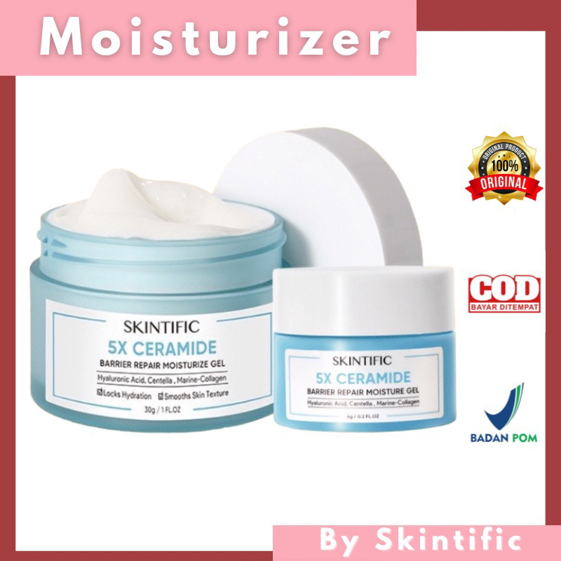 SKINTIFIC Moisturizer 6 gr &amp; 30 gr Travel - 5X Ceramide Skin Barrier Repair Moisturize Gel 6g Moisturizer Cream Pemutih Wajah Day Cream Night Cream Pelembab Wajah【BPOM】