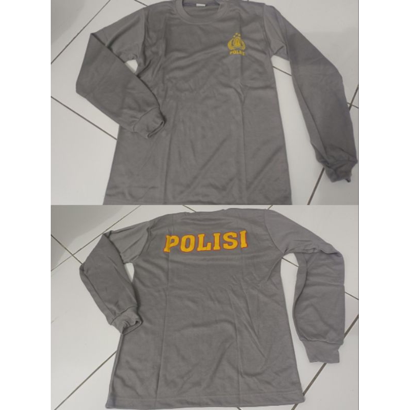 kaos dalaman coklat polri pengan panjang
