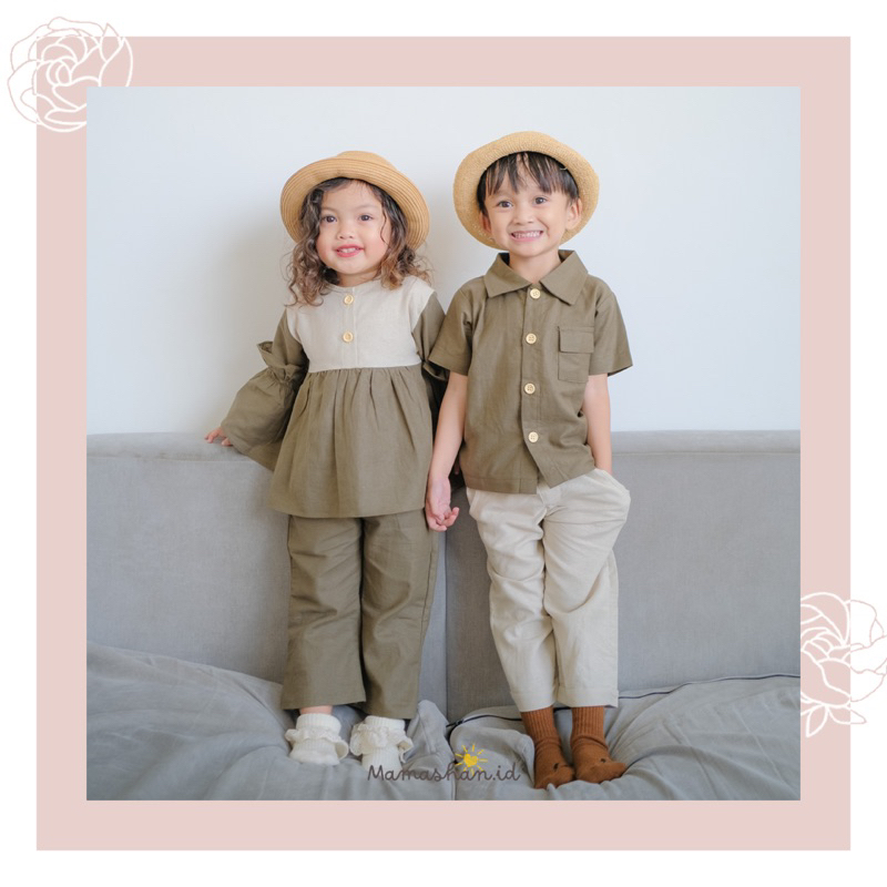 Mamashan | Gyan & Linea Set | Setelan Anak Muslim | Setelan Anak Laki Laki Perempuan | Setelan Coupl