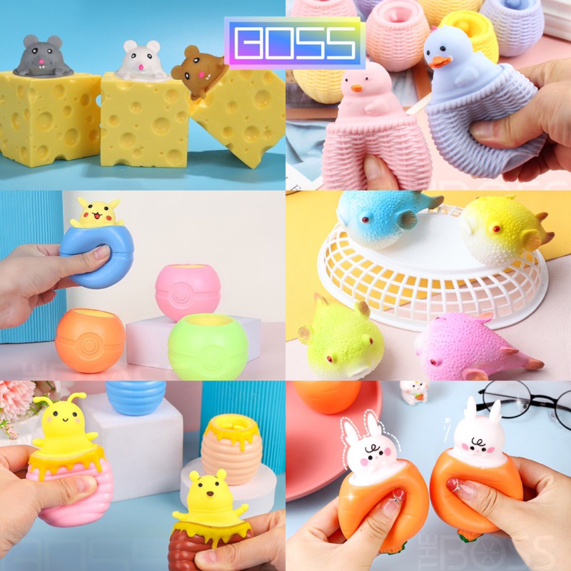 BOSS-Squishy POP IT Viral AntiStress Tikus Ikan Ayam lebah kelinci