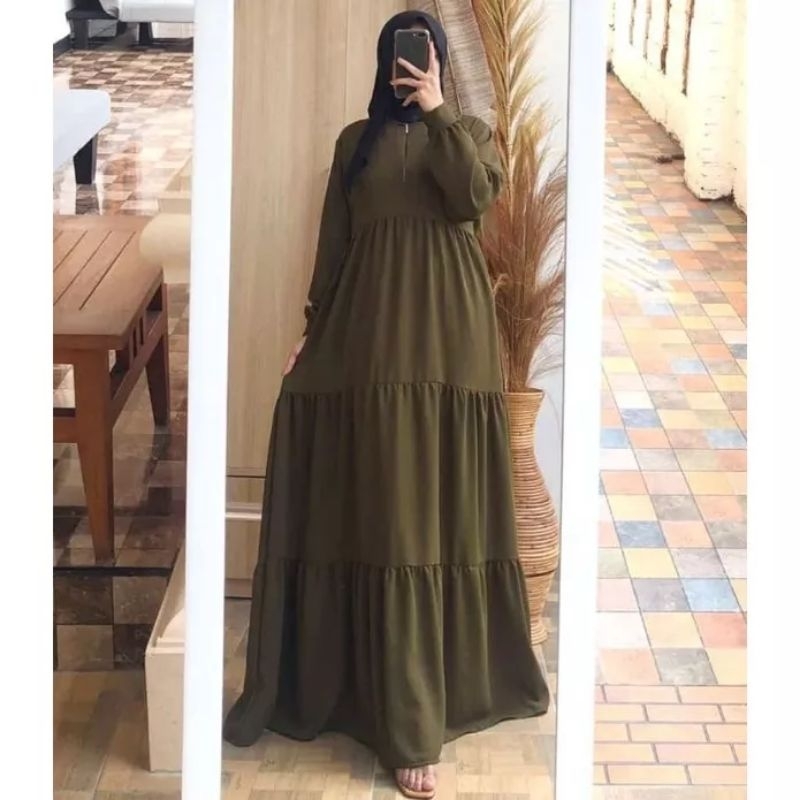 gamis crinkle airflow umpak crinkle hitam gamis army
