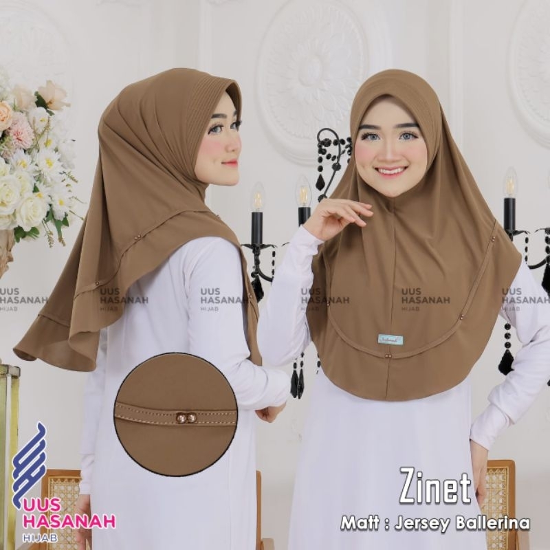 (Uus Hasanah) ZINET •jilbab instan jersey ballerina•hijab instan list mutiara