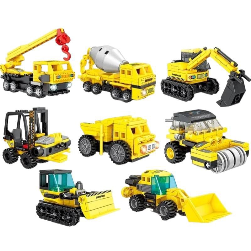 Mainan  Block 8in2 Mecha Of Steel Robot Kendaraan Kontruksi Dump Truck Excavator Mainan Anak cowok Kado