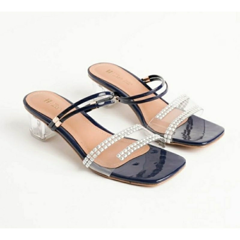 Original, Sandal Wanita uk Besar 41~45 Jumbo/ Sandal Pesta jumbo / Sandal Kaca Santai &amp; Keundangan Big Size Hak Kaca 5cm Cantik