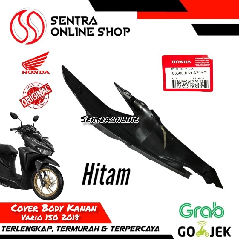 Cover R body bodi vario 150 2018 kanan hitam glossy original hgp 83500k59a70yc