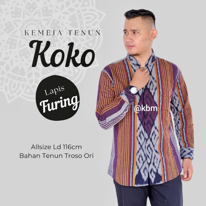 kemeja koko tenun ori tenun troso kemeja pria