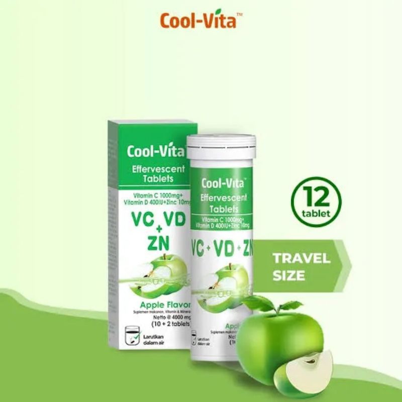 COOL-VITA VITAMIN C1000mg, VITAMIN D &amp; ZINC EFFERVESCENT TABLET 12'S