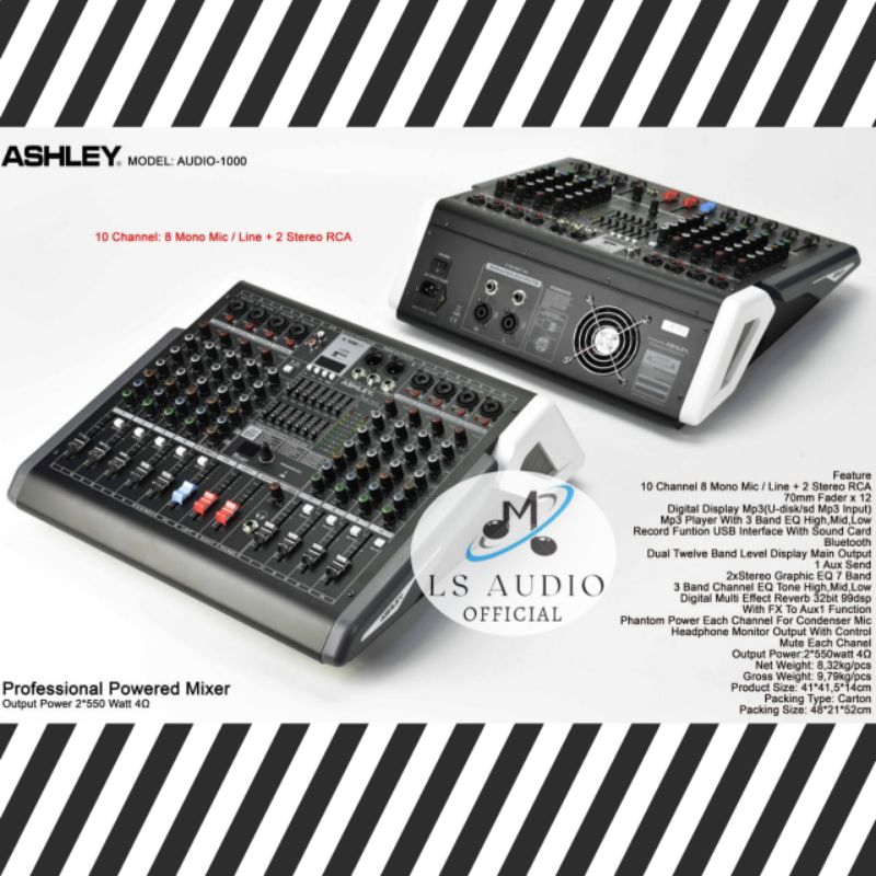 Ashley Power Mixer AUDIO 1000 Original - 10 Channel Ashley AUDIO1000
