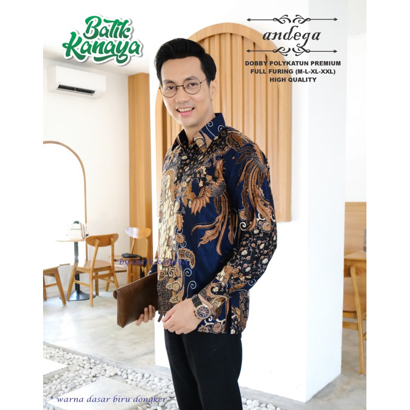 ANDEGA Baju Batik Pria Bahan Doby Berlapis Furing