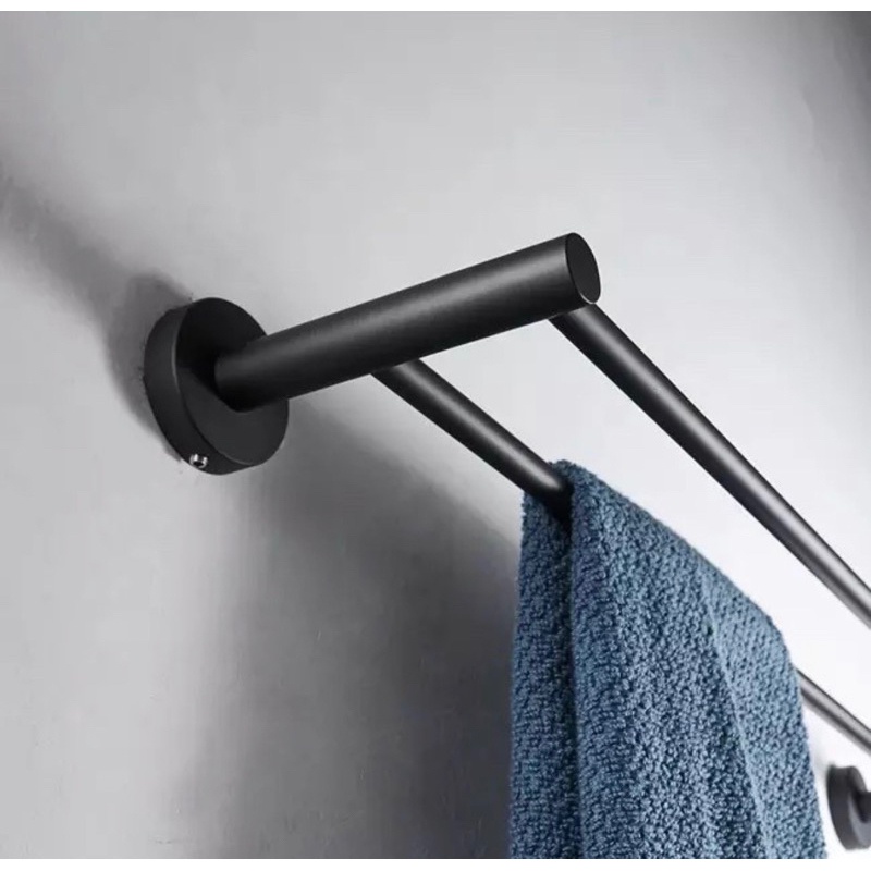 Rak Handuk Dinding Gantung / Rak Kamar Mandi 2 Susun Towel Rack Double 202 Pipa bulat