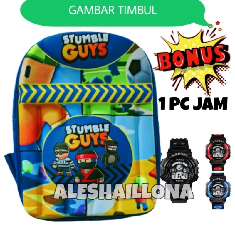 Tas sekolah anak laki laki tas anak cowok SD tas karakter anak STUMBLE guys Bonus jam tangan