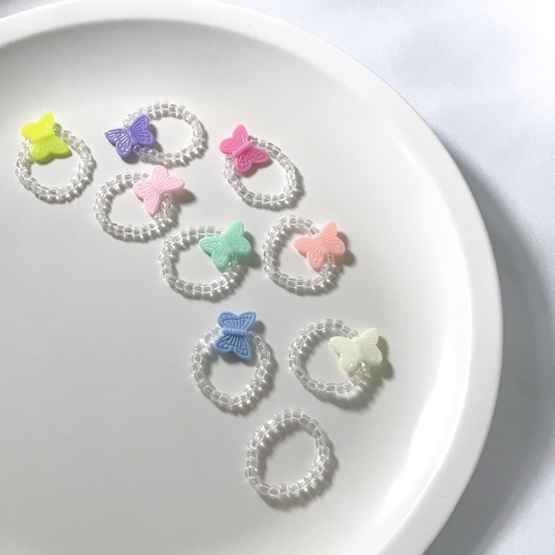 Cinicin Ring Manik Beads Smile Huruf Daisy Korea