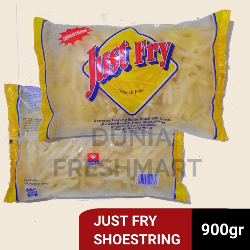 

JUST FRY KENTANG GORENG SHOESTRING/STRAIGHT/CRINKLE 900GRAM KENTANG GORENG LURUS TIPIS/LURUS TEBAL/KERITING FRENCH FRIES FROZEN JUSTFRY